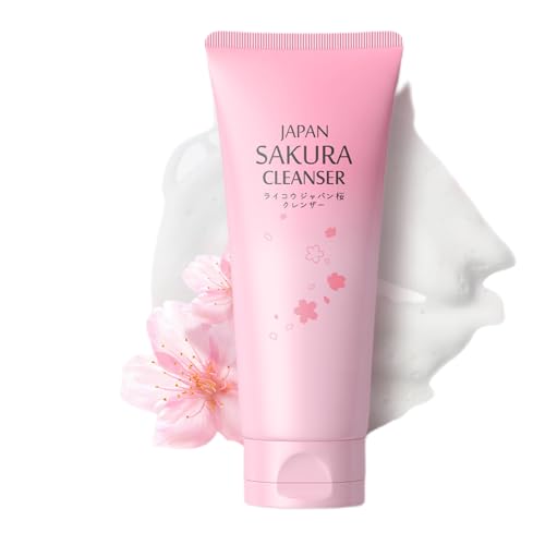 Sakura Face Wash, crema detergente idratante in schiuma, idratante e idratante, detergente vegano per il viso, struccante, olio per la pulizia profonda, ipoallergenico, senza profumo per tutti i tipi