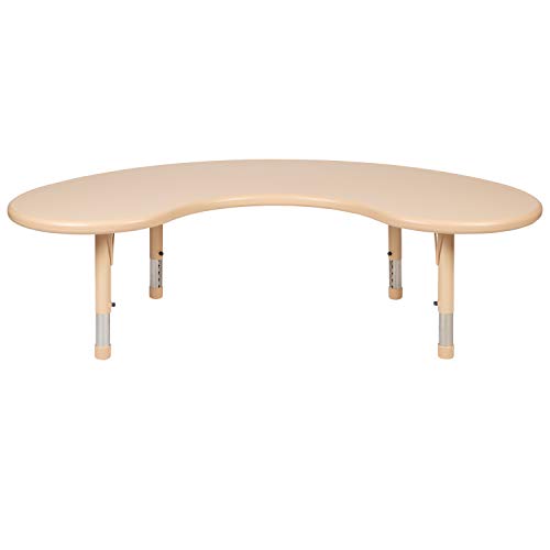 Flash Furniture 35"W X 65"L Half-Moon Natural Plastic Height Adjustable Activity Table #TOP5