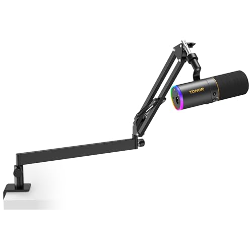 TONOR USB/XLR Micro Dynamique avec Bras Support, PC Microphone Cardioïde RGB pour Gaming, Streaming, Podcasting, Enregistrement Vocal, Micro en Métal pour...