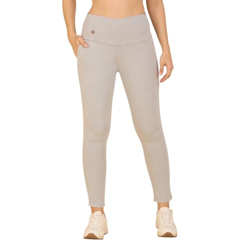 Image of 4FLIES Women's High Waist Slim Fit Jeggings | Super Combed Denim Stretch Ankle-Length Pants with Wide Waistband | Comfortable, Breathable Denim Look Leggings for Casual, & Office Wear