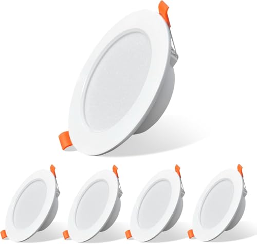 Sweier Spot LED Encastrés Ultra-Plats - Lumières d'éclairage de Plafond en Blanc Froid (6000K), 7W 600LM, IP44, Pour Découpes de 90 mm - Idéal Pour Salon, Chambre,...