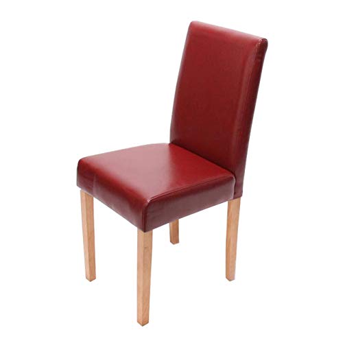 Mendler Silla de comedor Littau, silla de cocina, cuero - rojo, patas brillantes