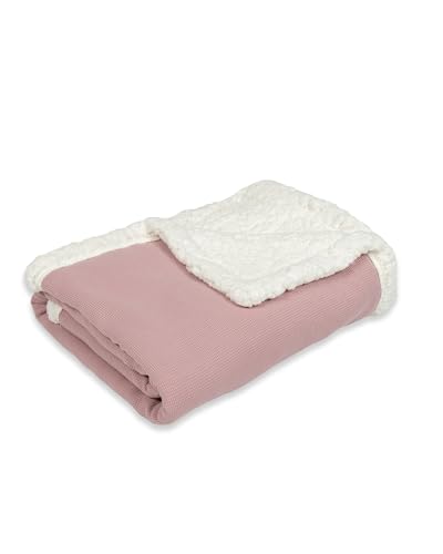 ULLENBOOM Babydecke für den Winter, 70x100 cm, Rosa (Made in EU) - Aus Baumwolle & flauschigem Teddy Fleece (OEKO-TEX Standard), ideal als Neugeborenen Deckchen, Kinderwagendecke oder Kuscheldecke