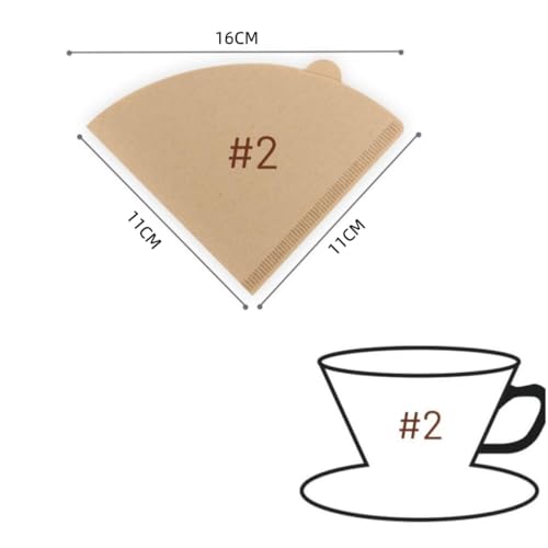 Image of 100 Count Cone Shaped Unbleached Coffee Filters - Natural Paper, No Blowout, Eco-Friendly, Disposable for Pour-Over & Drip Coffee Makers