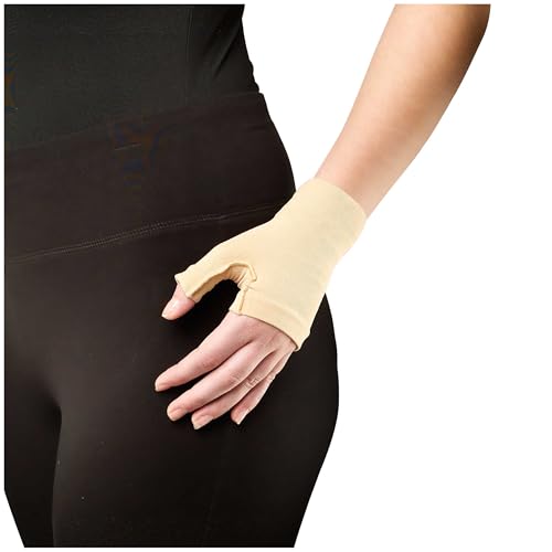 Image of Truform Lymphedema Compression Gauntlet, 15-20 mmHg Post Mastectomy Support, Beige, Small