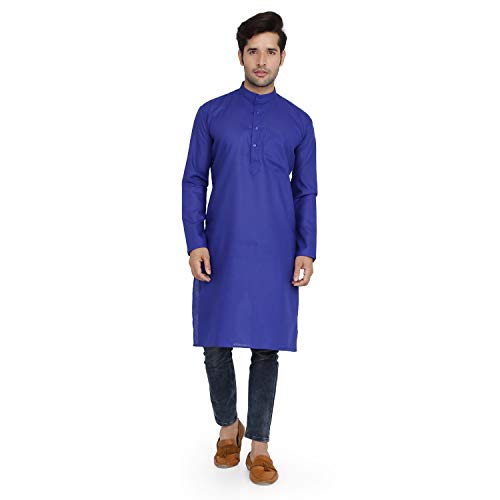 Kurta homme bleu le pyjama indien ample anti-transpiration - 6
