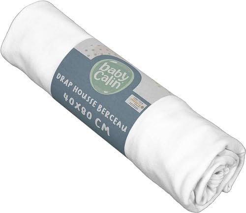 Babycalin Mixte Drap Housse Berceau, Blanc, 40 x 80 cm (1 pièce) certifié OEKO-TEX