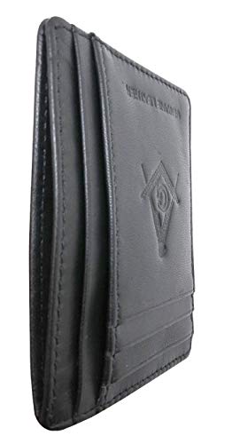 PDTXCLS Aeiniwer RFID Masonic Minimalist Slim Front Pocket Credit card Holder LW116B2