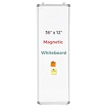 36' x 12' Magnetic Dry Erase Board, Long Narrow Whiteboard for Wall, Vertical or Horizontal Hanging, Small Slim White Board for Kitchen, Office Cubicle & to-Do Lists, Silver Aluminum Frame
