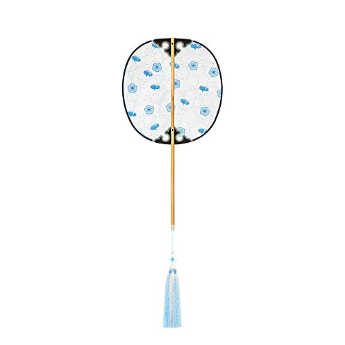CETLFM Pure Hand Made Antique Fan Elegant Lady Silk Fan Surface Bamboo Fan Handle Round Fan