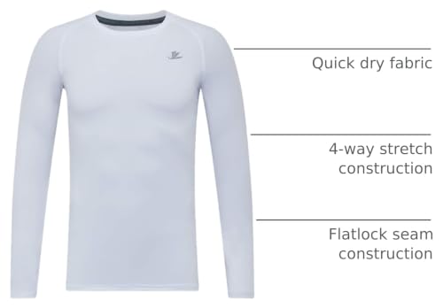 Image of DEVOROPA Youth Boys Compression Shirt Long /Short Sleeve Football Baseball Undershirt Quick Dry Kids Sports Baselayer Crewneck
