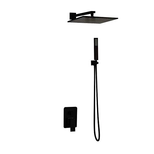 Mélangeur douche mural noir 12" pour remplacer un vieux pommeau et éliminer le calcaire