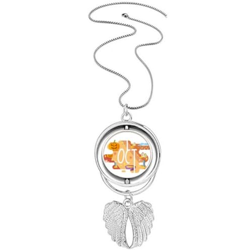 Collier ailes d'ange et gravure octobre aux finitions ciselées haut de gamme
