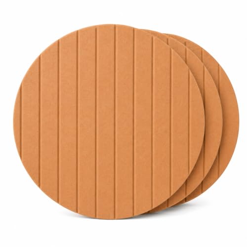 Image of MMT Acoustix Circle Felt Acoustic Wall Panel | Sound Proofing for Room |Premium Acoustic Panel |Pin Board for Wall |Sound Absorbing Panels | Circle Felt Acoustic Wall Panel |Camel| 60 x 60 cm | 2 Pcs