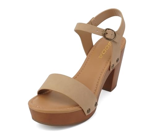 Image of Soda CHIVAS ~ Women's Bold Buckles Studded Wedge Sandal