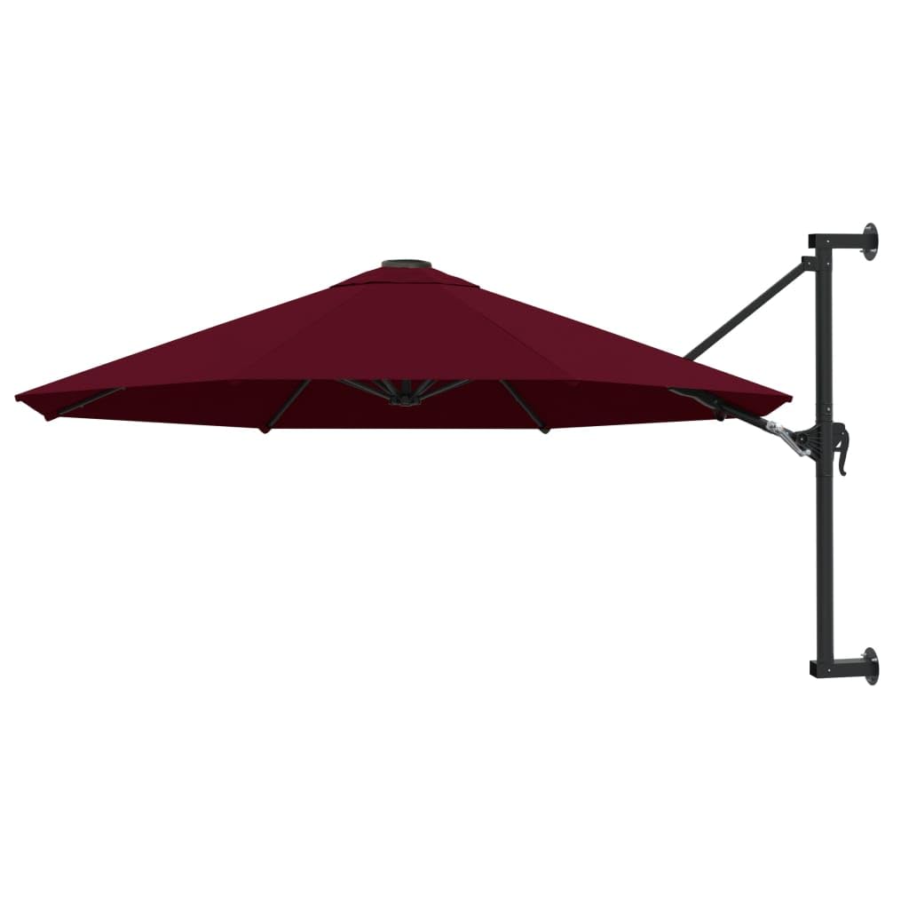 Sombrilla de Pared con Mecanismo de Manivela, Parasol de Poliéster con Protección UV, Inclinación Ajustable para Jardín, 8 Varillas de Acero, Fácil Montaje y Limpieza, Ideal