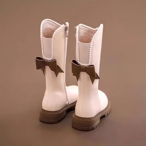 Girls Horse Riding Boots Side Zip Up Easy On Fuzzy Plush Snow Boot Cute Bowknot Chunky Bottom Fall Winter High Shoes2