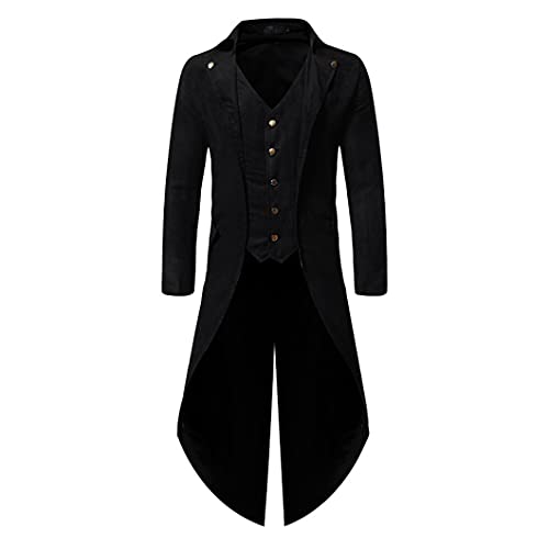 Mens Gothic Tailcoat Jacket Vintage Black Steampunk Victorian Coat Suit Blazer