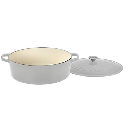 Image of Cuisinart Chef's Classic Enameled Cast Iron Dutch Oven with Lid, Porcelain Enameled Interior, Oven Safe, Induction Compatible, 7-Quart, Oval, Cool Grey
