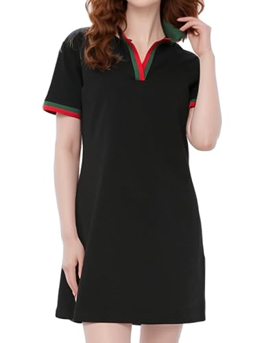 Image of Kissonic Polo Dresses for Women Short Sleeve Tennis Golf Dress V Neck Summer Casual Dress with Pocket