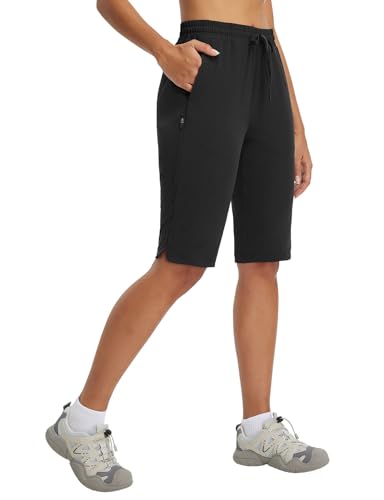 baleaf Damen Wandershorts 13 Zoll Outdoorshorts Wasserabweisend mit Reißverschluss Tasche Schwarz L