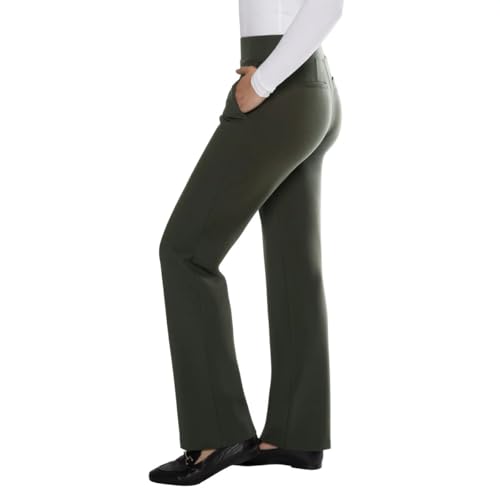 Matty M Women's Pull On Straight Leg Office Pants (US, Alpha, XX-Large, Regular, Regular, Dark Olive)2