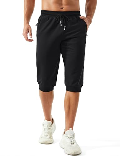 MAGCOMSEN Men's 3/4 Joggers Capri Pants with Zipper Pockets Slim Fit Training Running Workout Capri Joggers2