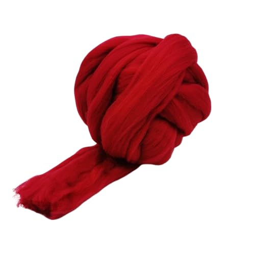 Lana merina de 2.2 libras para hilar, hilo grueso y suave para tejer cobija de brazo, núcleo de fieltro, relleno cardado, rojo vino