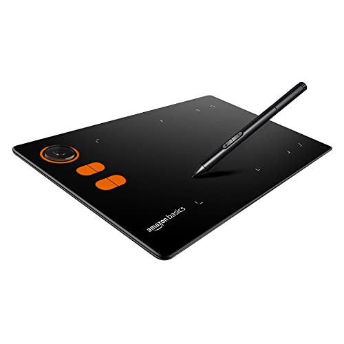Amazon Basics Graphics Drawing Tablet Pen Tablet, 8.4 X 5.7 Inches, Speed 233, 4 Shortcut Keys, Battery Free Stylus