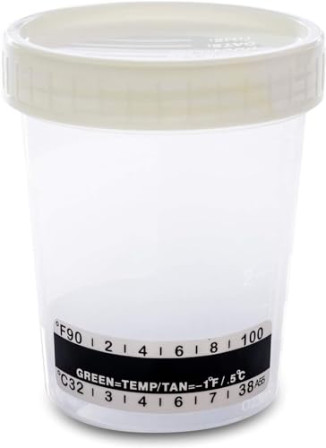 Steriler Urinbecher/Probenbecher Schraubverschluss 120 ml mit Temperaturanzeige 5 Stück
