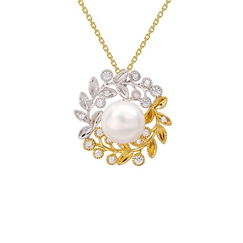 Collier Femme Feuille d'Or 18K Perle Blanche | Ne Noircit Pas, Anti-Allergie