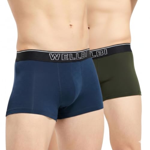 Image of Wellbi Mens Bamboo-Cotton Solid Trunks | 3x Softer Than Cotton | Breathable | Moisture-Wicking | 5x Odour Control | 4-Way Stretch | No Ride-Up Underwear