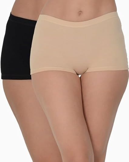 Flomex® Women's Seamless Boyshort Panties, Pack of 2, Black and Beige-image-32