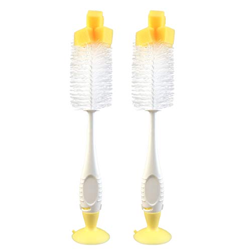 Qisan 2 Pcs Brosse À Bouteille Ensemble 2 en 1 Brosse De Nettoyage Extra Large Bouteille Brosse De Nettoyage Et Brosse De Nettoyage Tétine Avec Base D'aspiration Cover