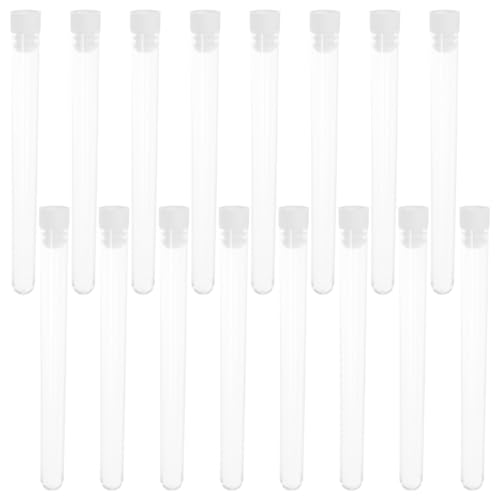 Alipis Clear Plastic Test Tubes with Caps 50pcs Small Vials for Plants Lash Wands Party Supplies Scientific Experiments 16x1.6cm
