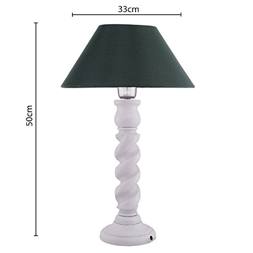 Image of Homesake Classic Twister Wooden Table Lamp with Fabric Shade | Handcrafted Bedside Lamp with E27 Holder| Bulb Included |Warm Light Night Lamp for Bedroom, Living Room, Study & Home Decor, Green