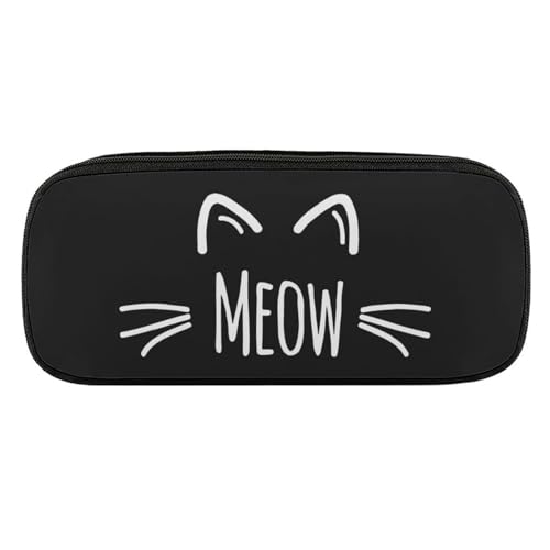 ペンケース 筆箱 大容量 軽量 猫 かわいい 猫柄 手絵 MEOW 筆入れ ふでばこ ペンポーチ 多機能 コンパクト シンプル おしゃれ 中小学生 高校生 女の子 男の子