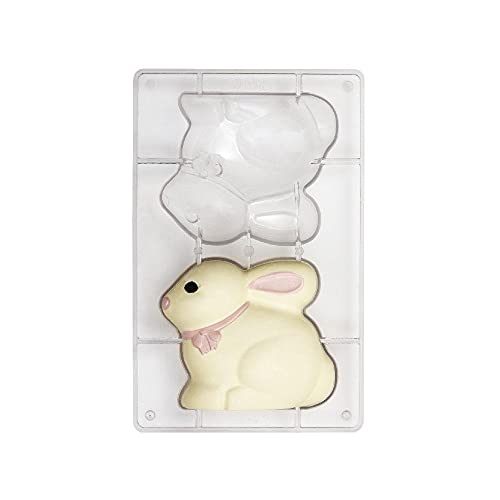 Decora, 0050108 Moule à Chocolat en Forme de Lapin en Polycarbonate, 130 x 110 mm, Idéal pour préparer des chocolats Brillants et croustillants, Design Professionnel,...