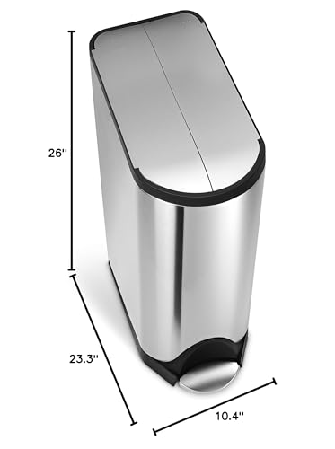 Simplehuman CW2017 40 Liter / 10.6 Gallon Dual Compartment Butterfly Lid Kitchen Recycling Step Trash Can thumb #4