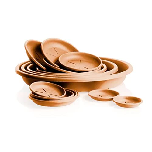 Mondo Viro - Plato para macetas redondas y de ratán de varios tamaños y colores en polipropileno o resina (redondo, diámetro 32 x 4,2, terracota)