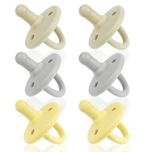 Image of Sweet Child Pacifiers 0-18 Months, Set of 6 Ultra-Light Silicone Binkies with Collapsible Handle & 3 Air Holes for Added Safety, Best Newborn Pacifiers for Baby Boys Or Girls