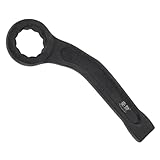 HARFINGTON Striking Wrench 24mm 45# Steel Spraying 6-Point Flat Strike Wrench Slogging Ring Spanner Bend Handle Box End Striking Tool for Automotive Repair Furniture Assembly, Black