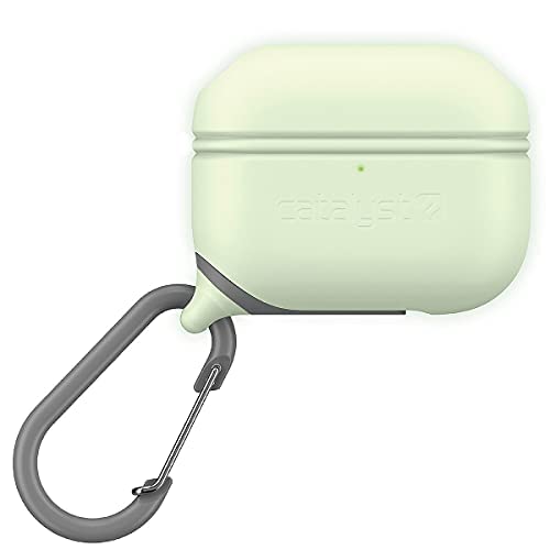 Waterproof Special Edition Case for AirPods Pro (1st and 2nd Gen) Compatible Wireless Charging, One-Piece Design, High Drop Protection, with Carabiner, Soft-Touch - Glow in the Dark