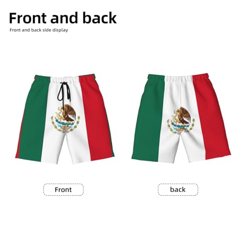 Flag of Mexico Youth Beach Pants, Soft and Breathable, with Drawstring Waist, Suitable for Sports and Leisure.2
