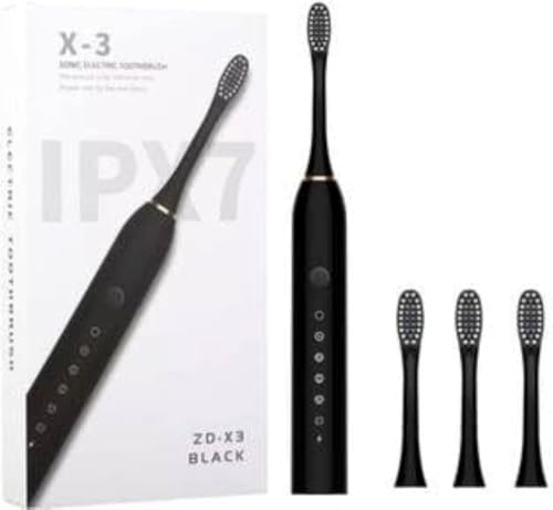 Cosmic Lite Sonic Rechargeable Toothbrush with 6 Modes, 3 Brush Heads, 1 Interdental Head, Rechargeable, Toothbrush - Pack of 1 (Black, White, Pink) Random Color