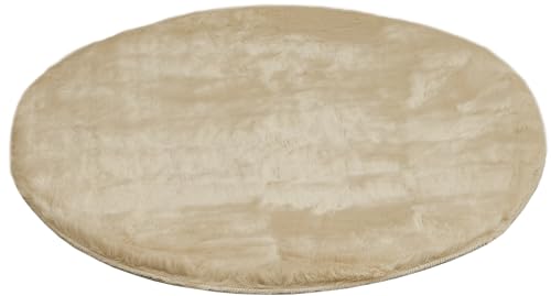 -LUXOR- living Sitzkissen Coste - Kunstfell Stuhlauflage als Deko Wohnzimmer oder Stuhlkissen - gemütliches Sitzkissen Stuhl Dekokissen 40 cm rund Beige 1 Stück
