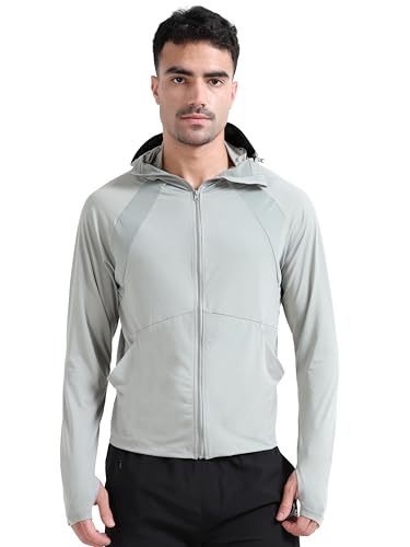 Image of FABSPORTS Men's UPF 50+ Sun Protection Jacket - Lightweight, Full Zip Summer Hoodie with Detachable Hood, Quick-Dry Fabric & Pockets, Ideal for Outdoor Use