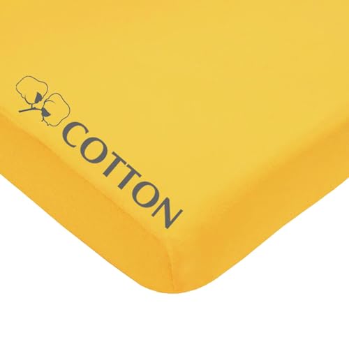 Image of American Baby Company 100% Natural Cotton Fitted Pack and Play Sheet 39 inch x 27 inch - Soft & Breathable Pack N Play Sheet for Playpen, Playard & Mini Crib Mattress, Yellow, for Boys & Girls