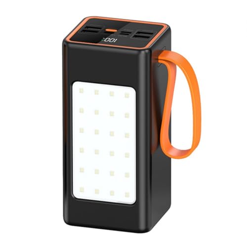 Batería externa de 30000 mAh, 50000 mAh, 100000 mAh, carga rápida con cable integrado, gran capacidad, lámpara de camping al aire libre, fuente de alimentación móvil, 50000 mAh