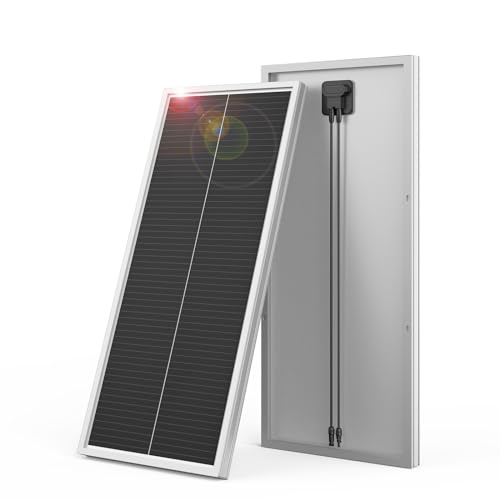 Alrska 20W 12V Solar Panel Designed for 12V Off Grid System，High-Efficiency Monocrystalline 12V PV Module, White, AK-20-36M-W